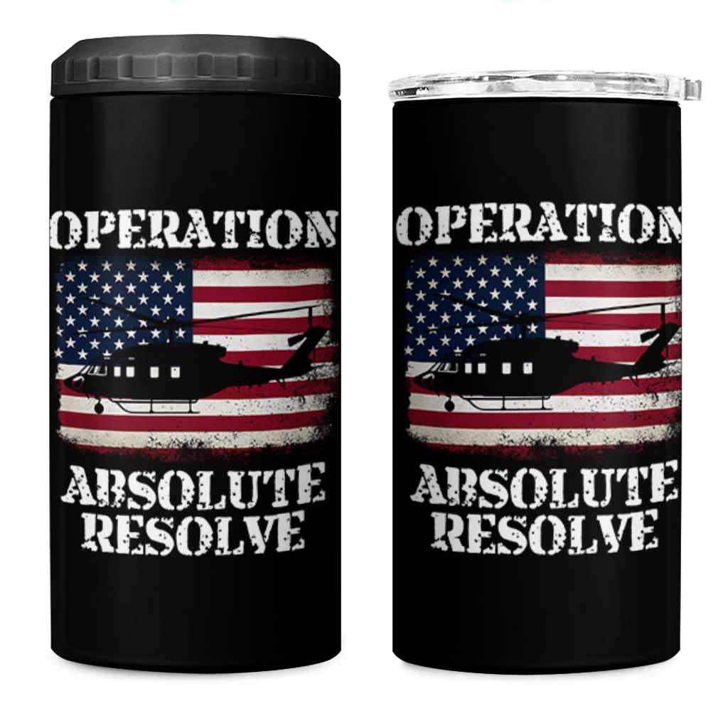 Operation Absolute Resolve 4 in 1 Can Cooler Tumbler US Military Extraction Mission American Flag - Wonder Print Shop