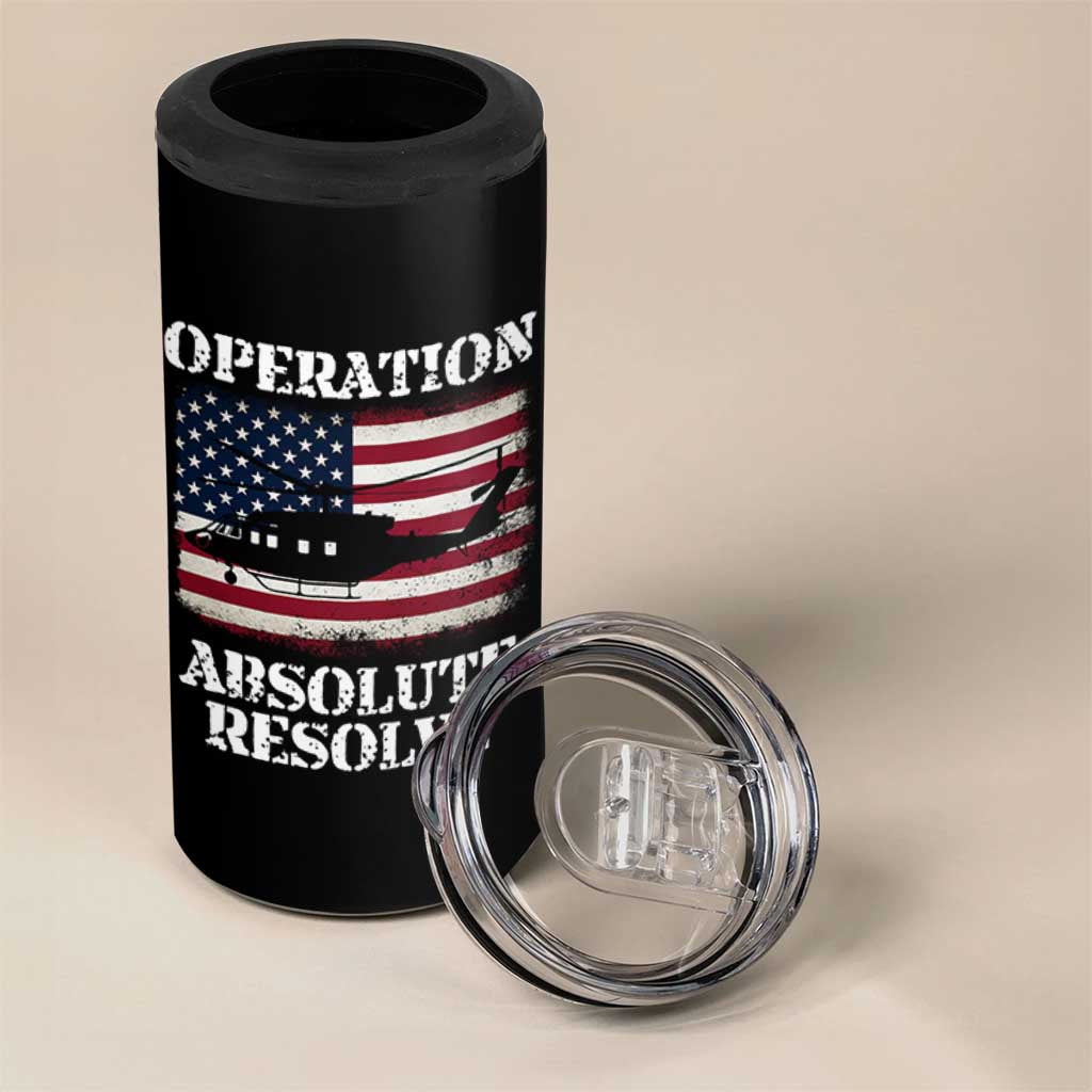 Operation Absolute Resolve 4 in 1 Can Cooler Tumbler US Military Extraction Mission American Flag - Wonder Print Shop
