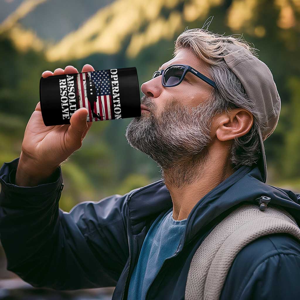 Operation Absolute Resolve 4 in 1 Can Cooler Tumbler US Military Extraction Mission American Flag - Wonder Print Shop