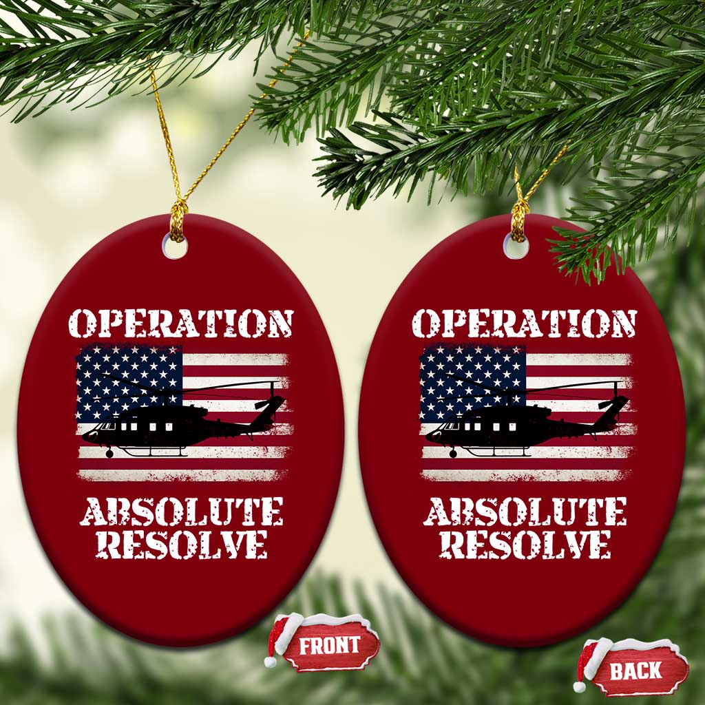 Operation Absolute Resolve Ceramic Ornament US Military Extraction Mission American Flag - Wonder Print Shop