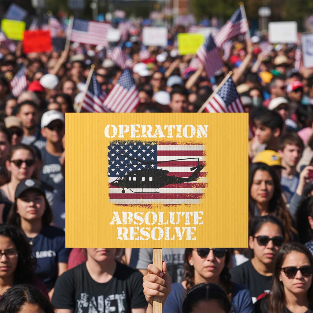 Operation Absolute Resolve Protest Sign US Military Extraction Mission American Flag