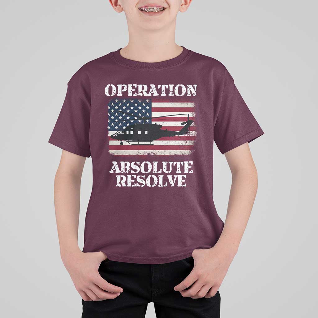 Operation Absolute Resolve T Shirt For Kid US Military Extraction Mission American Flag - Wonder Print Shop