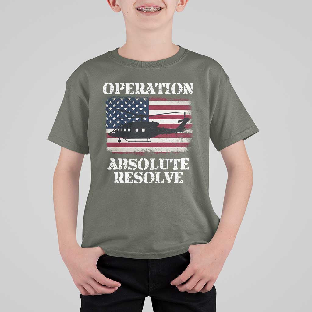 Operation Absolute Resolve T Shirt For Kid US Military Extraction Mission American Flag - Wonder Print Shop