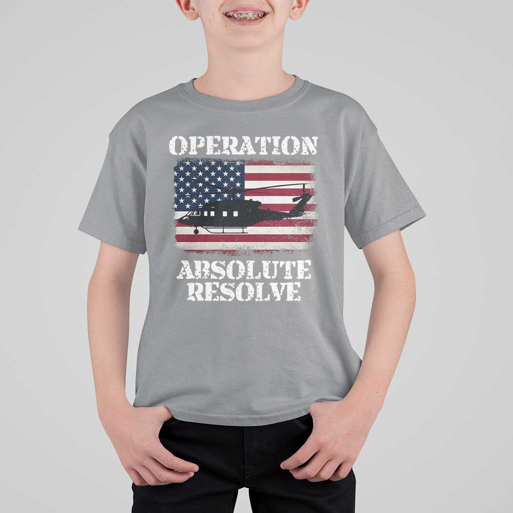 Operation Absolute Resolve T Shirt For Kid US Military Extraction Mission American Flag - Wonder Print Shop