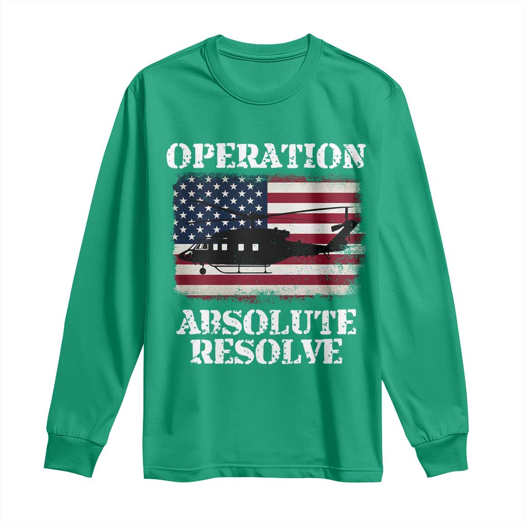 Operation Absolute Resolve Long Sleeve Shirt US Military Extraction Mission American Flag - Wonder Print Shop