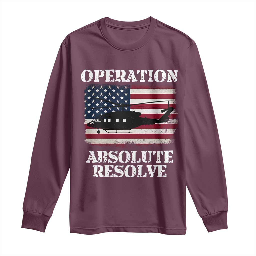 Operation Absolute Resolve Long Sleeve Shirt US Military Extraction Mission American Flag - Wonder Print Shop
