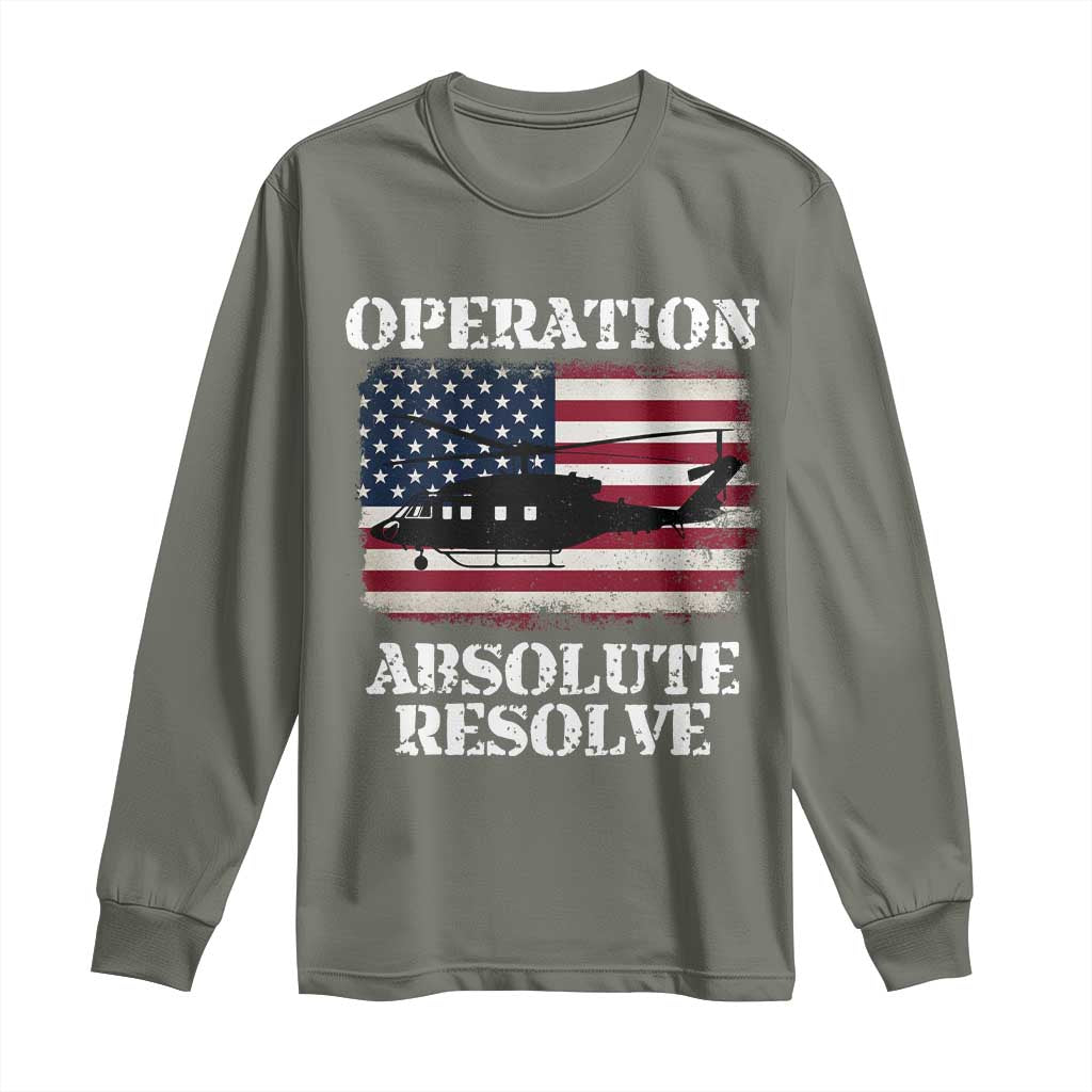 Operation Absolute Resolve Long Sleeve Shirt US Military Extraction Mission American Flag - Wonder Print Shop