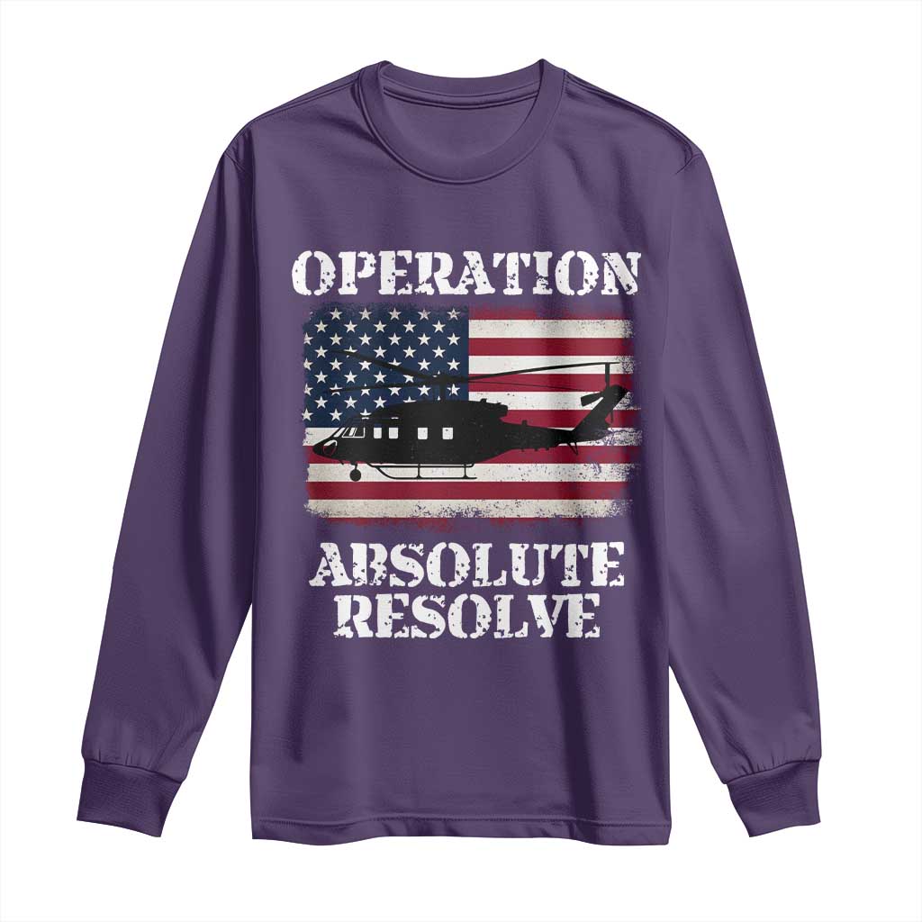 Operation Absolute Resolve Long Sleeve Shirt US Military Extraction Mission American Flag - Wonder Print Shop