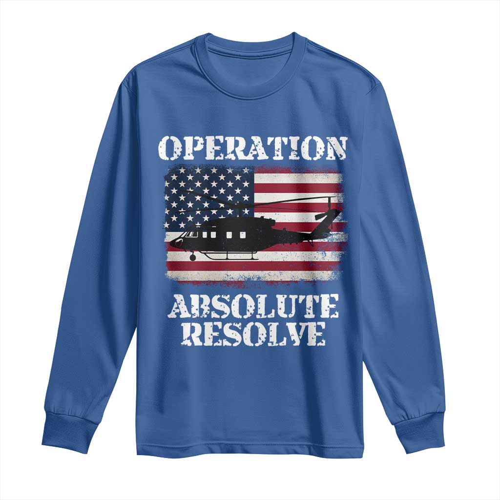 Operation Absolute Resolve Long Sleeve Shirt US Military Extraction Mission American Flag - Wonder Print Shop
