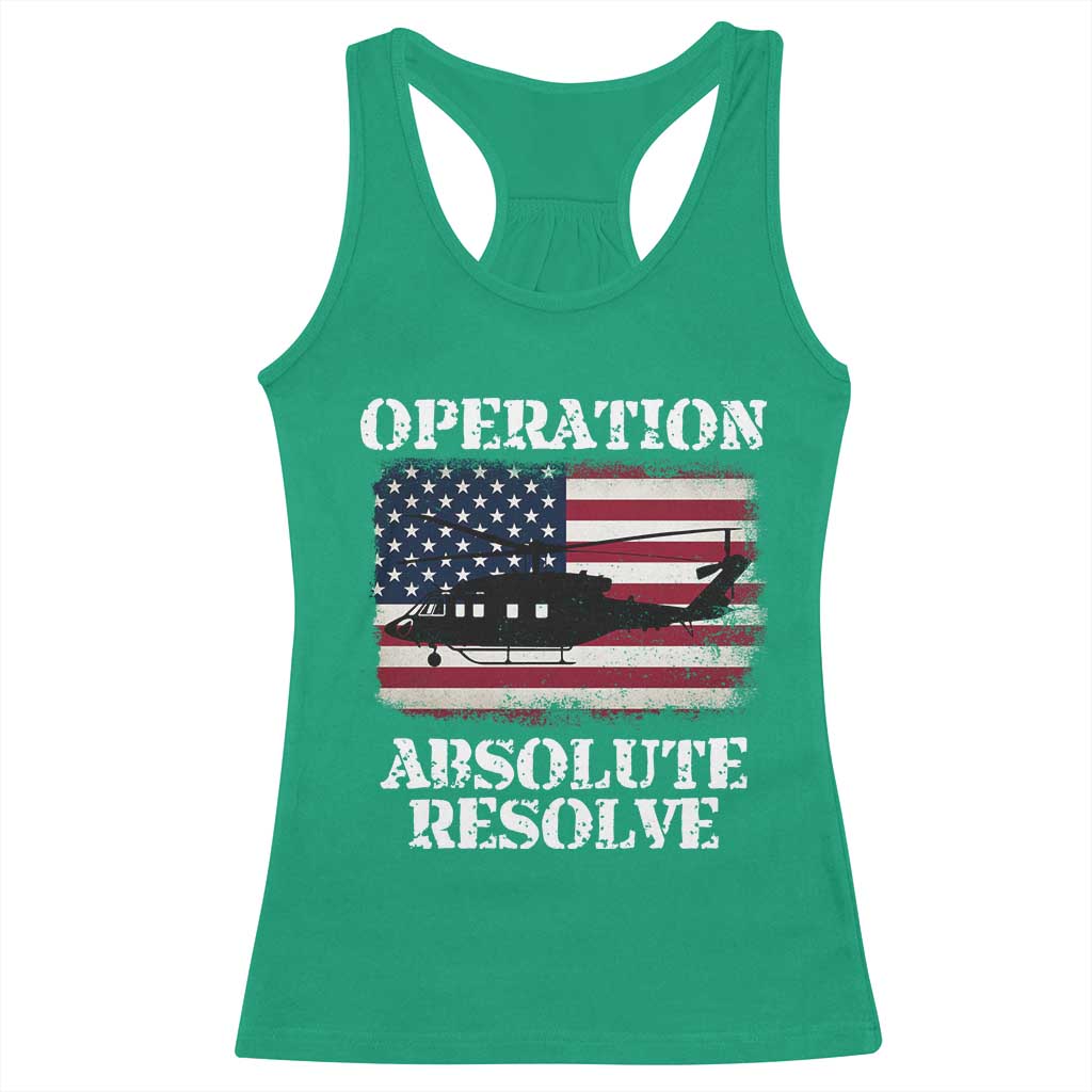 Operation Absolute Resolve Racerback Tank Top US Military Extraction Mission American Flag - Wonder Print Shop