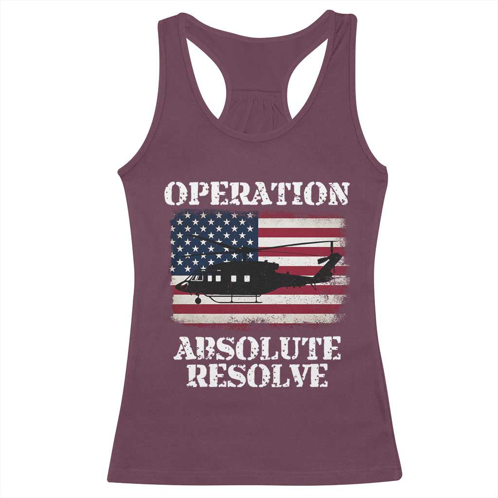 Operation Absolute Resolve Racerback Tank Top US Military Extraction Mission American Flag - Wonder Print Shop