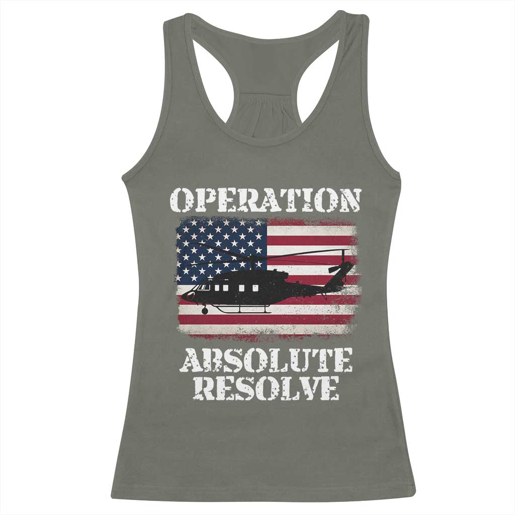 Operation Absolute Resolve Racerback Tank Top US Military Extraction Mission American Flag - Wonder Print Shop