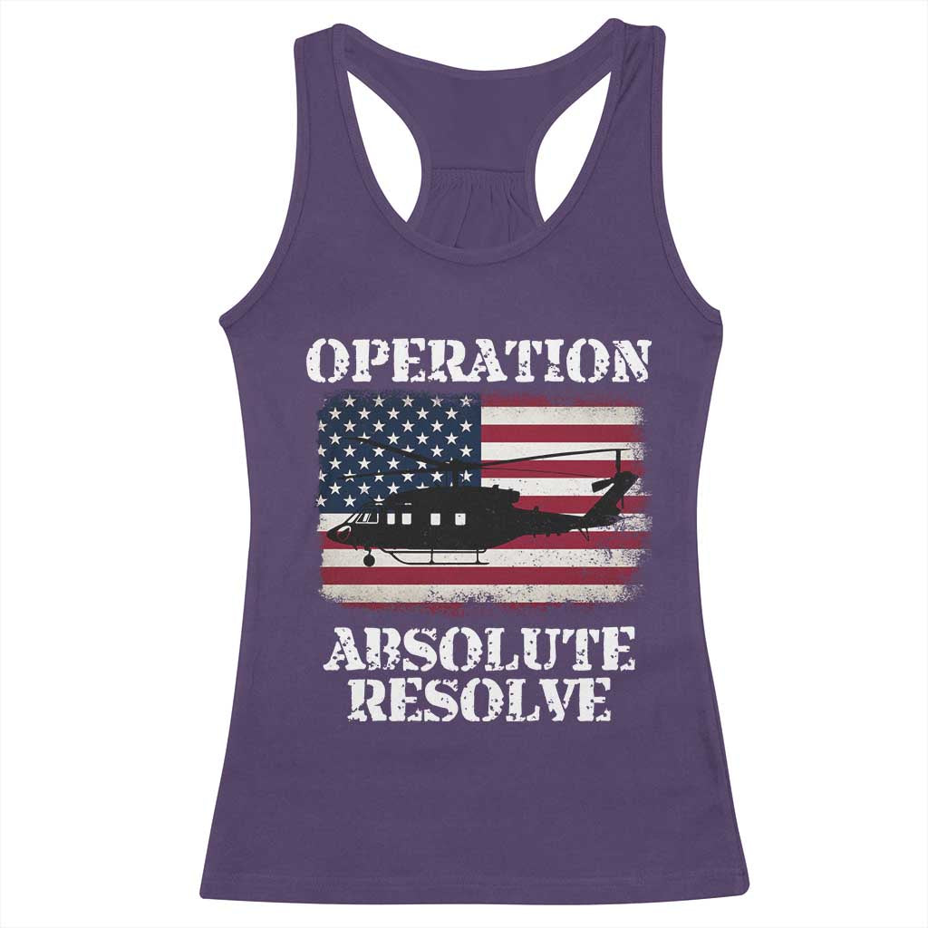 Operation Absolute Resolve Racerback Tank Top US Military Extraction Mission American Flag - Wonder Print Shop