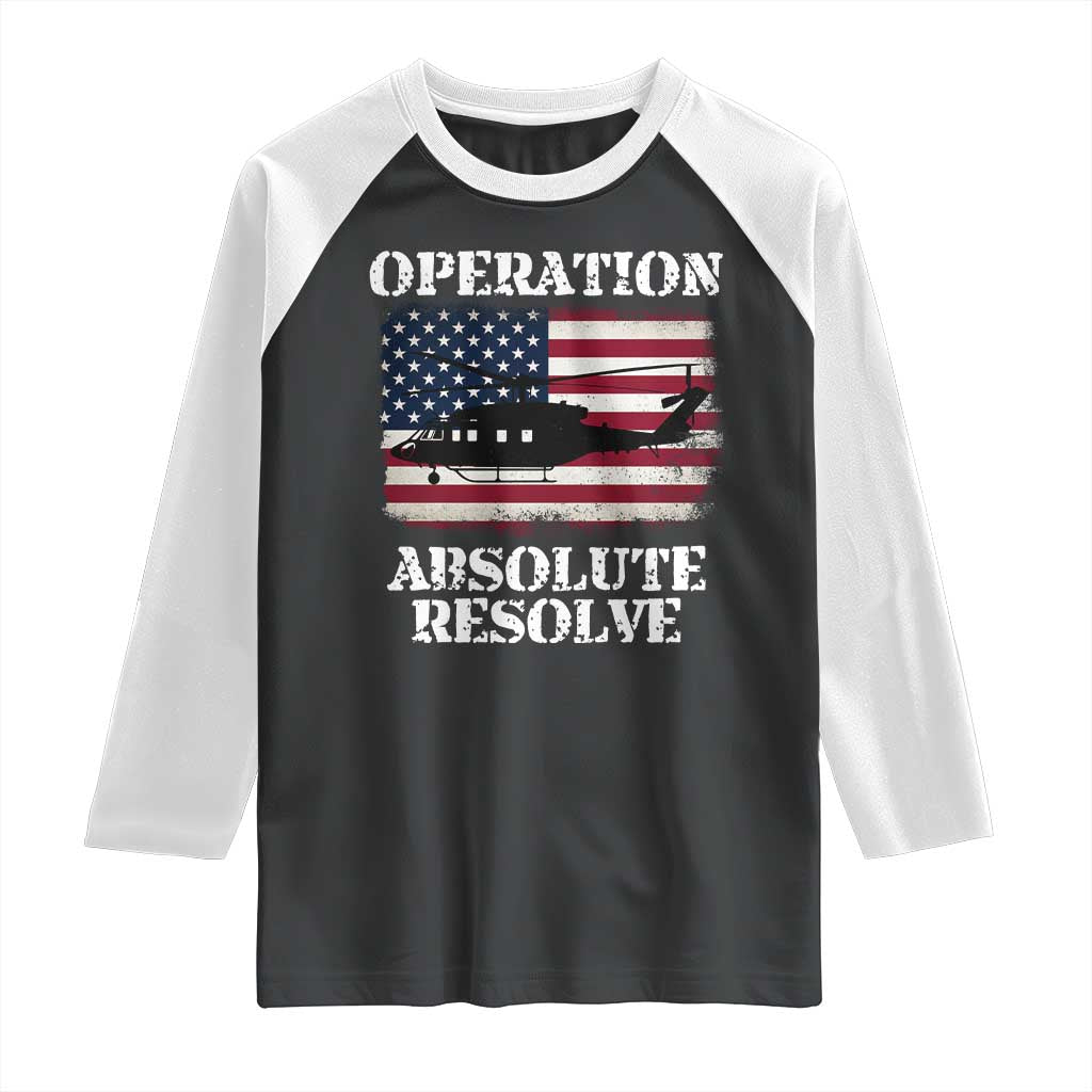Operation Absolute Resolve Raglan Shirt US Military Extraction Mission American Flag - Wonder Print Shop