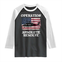 Operation Absolute Resolve Raglan Shirt US Military Extraction Mission American Flag - Wonder Print Shop