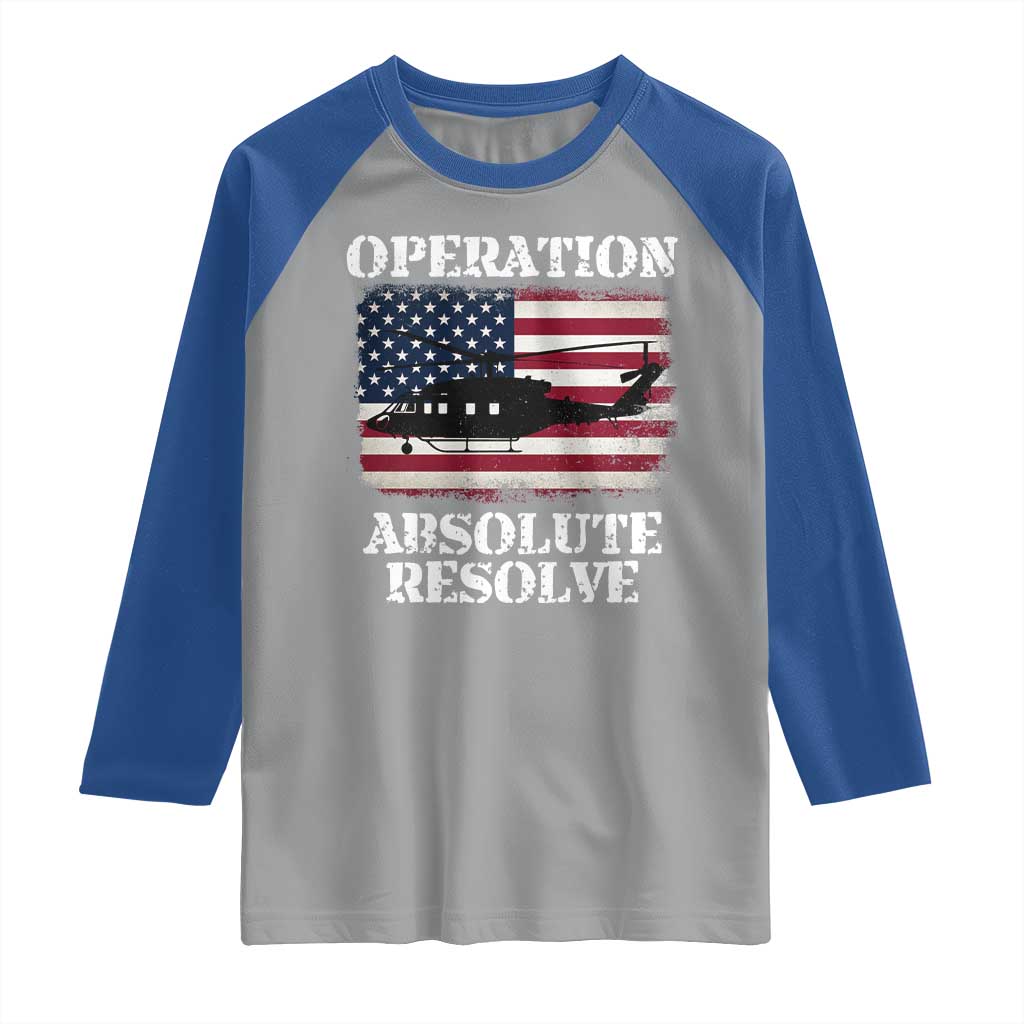 Operation Absolute Resolve Raglan Shirt US Military Extraction Mission American Flag - Wonder Print Shop