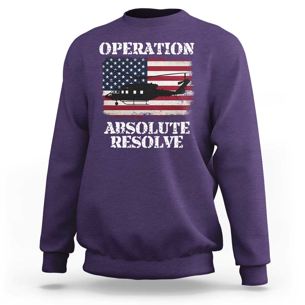 Operation Absolute Resolve Sweatshirt US Military Extraction Mission American Flag - Wonder Print Shop