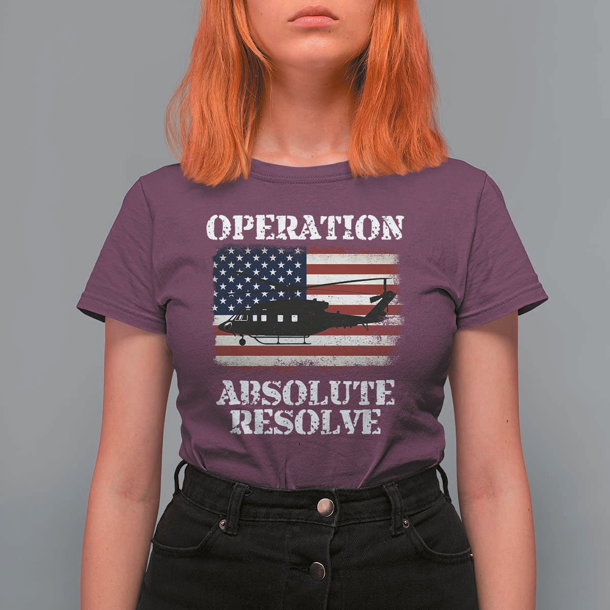 Operation Absolute Resolve T Shirt For Women US Military Extraction Mission American Flag - Wonder Print Shop