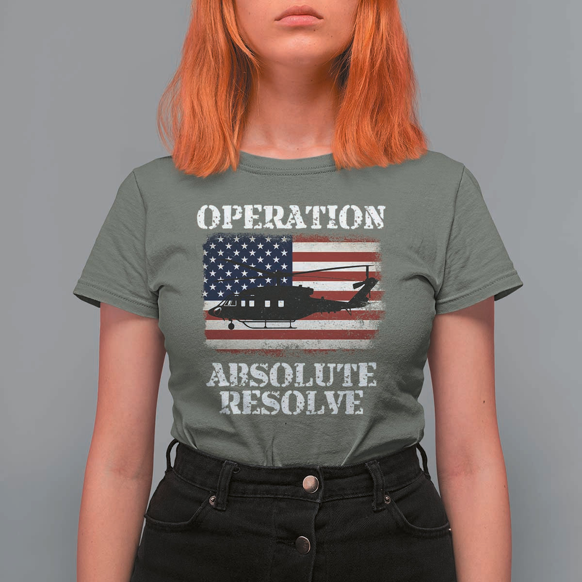 Operation Absolute Resolve T Shirt For Women US Military Extraction Mission American Flag - Wonder Print Shop