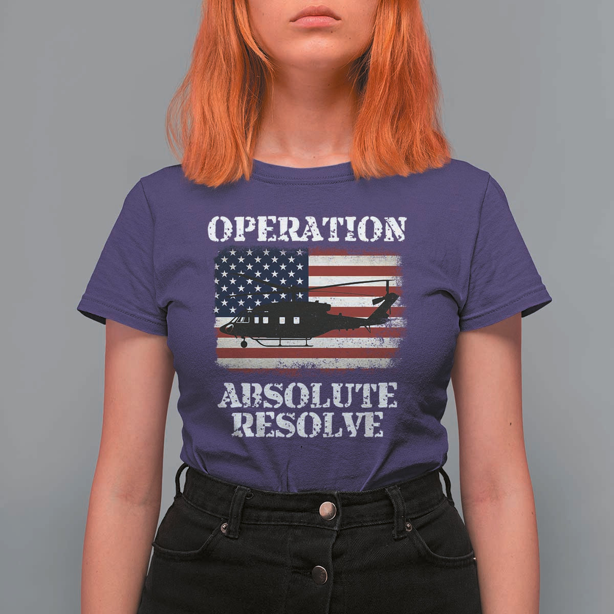 Operation Absolute Resolve T Shirt For Women US Military Extraction Mission American Flag - Wonder Print Shop