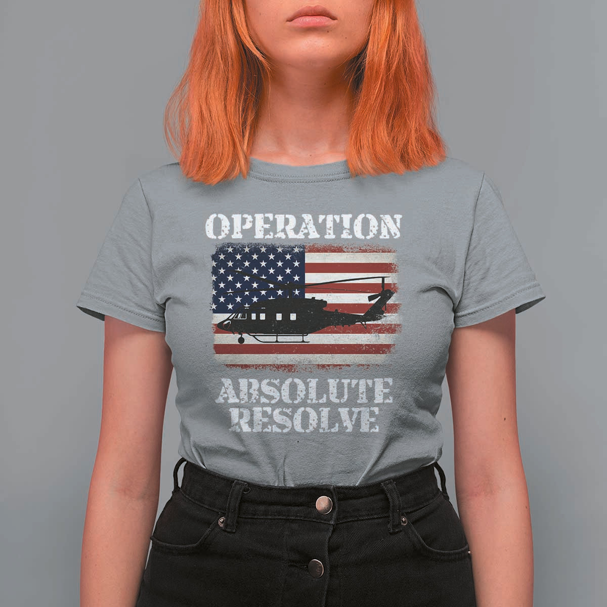 Operation Absolute Resolve T Shirt For Women US Military Extraction Mission American Flag - Wonder Print Shop