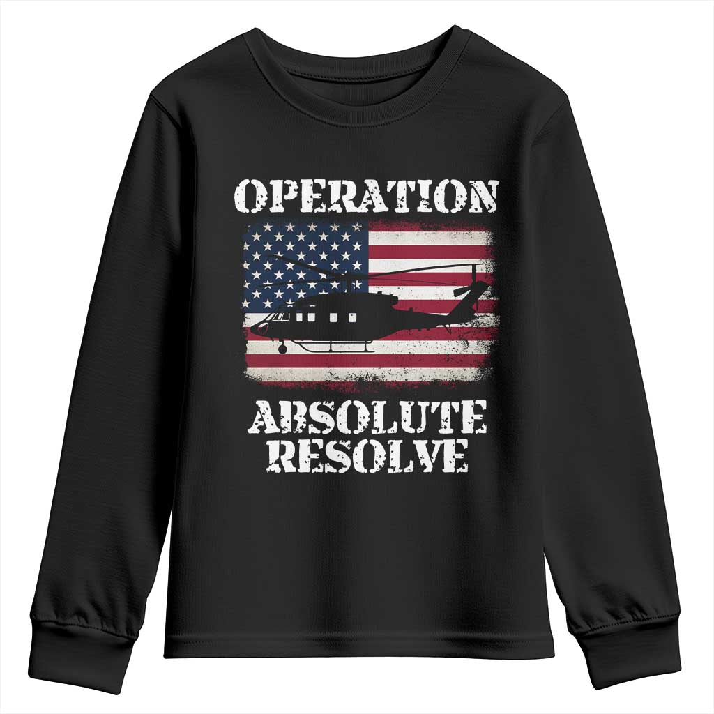 Operation Absolute Resolve Youth Sweatshirt US Military Extraction Mission American Flag - Wonder Print Shop