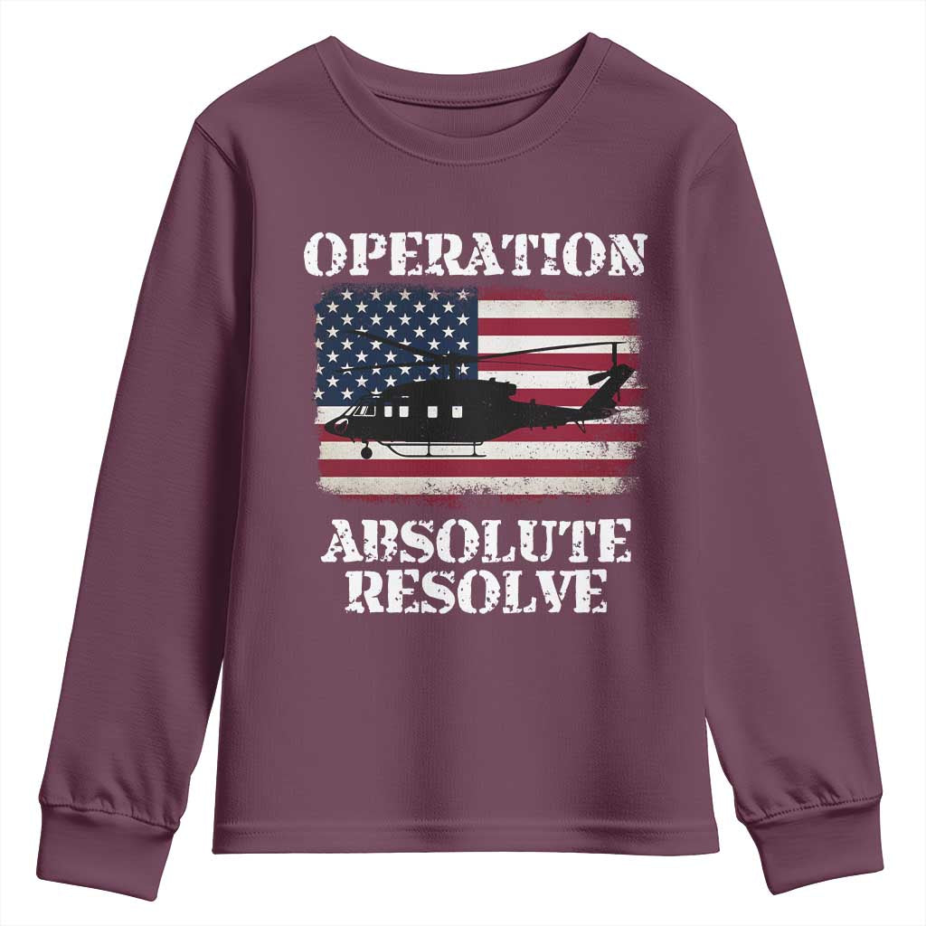 Operation Absolute Resolve Youth Sweatshirt US Military Extraction Mission American Flag - Wonder Print Shop