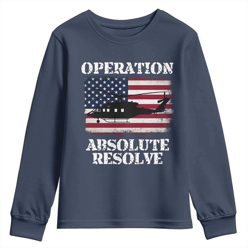 Operation Absolute Resolve Youth Sweatshirt US Military Extraction Mission American Flag - Wonder Print Shop