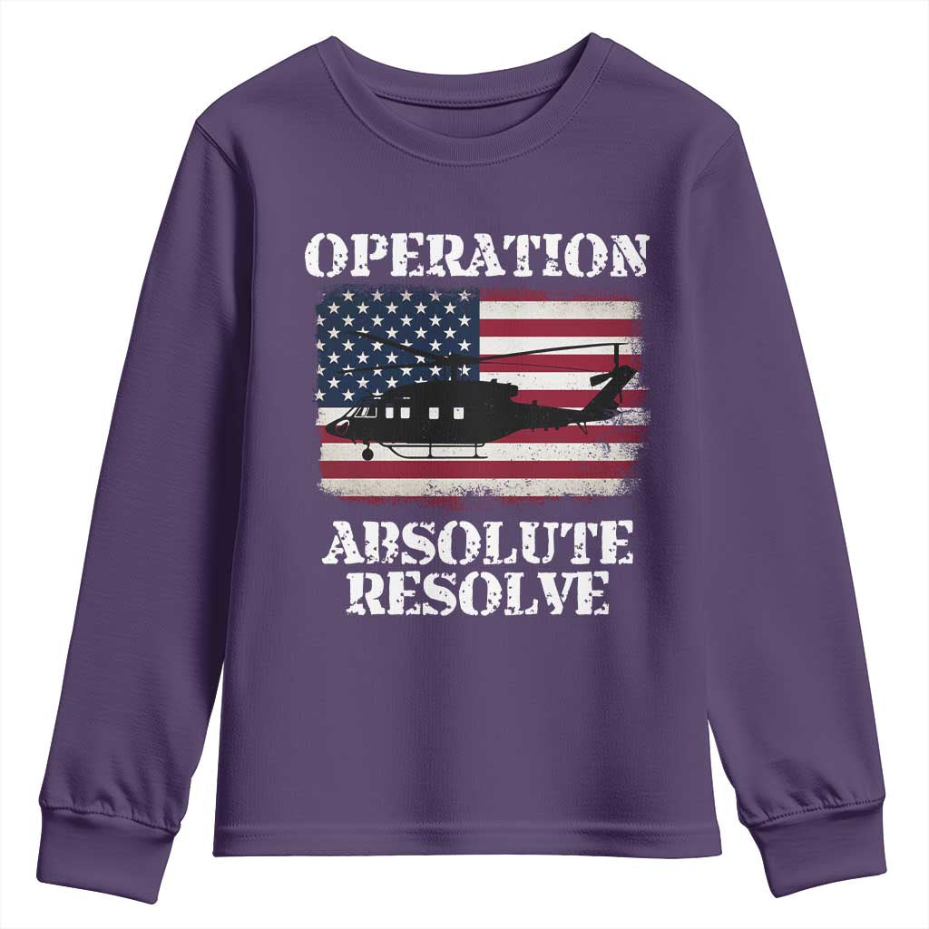 Operation Absolute Resolve Youth Sweatshirt US Military Extraction Mission American Flag - Wonder Print Shop