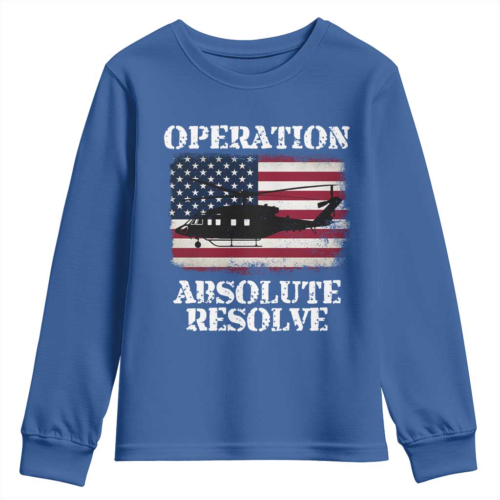 Operation Absolute Resolve Youth Sweatshirt US Military Extraction Mission American Flag - Wonder Print Shop