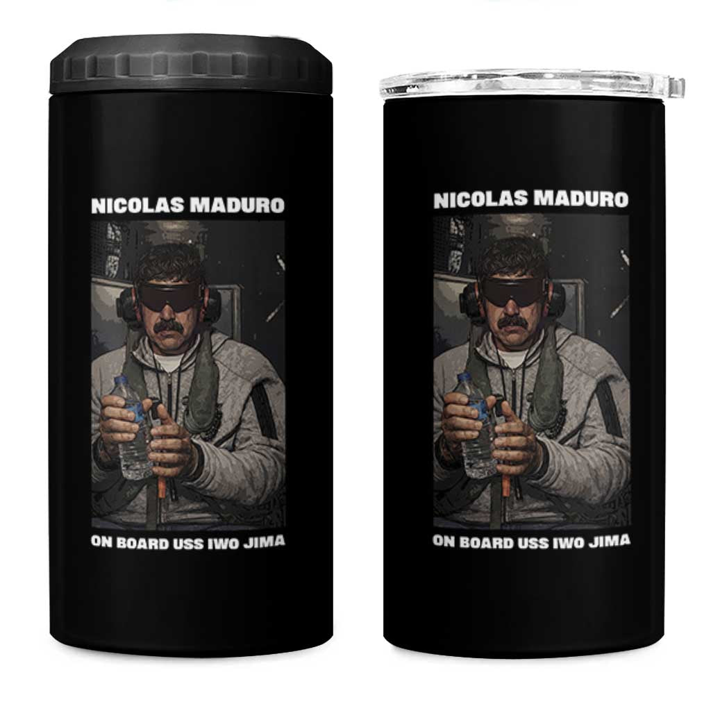 Maduro Captured Meme 4 in 1 Can Cooler Tumbler On Board USS Iwo Jima Political Satire - Wonder Print Shop