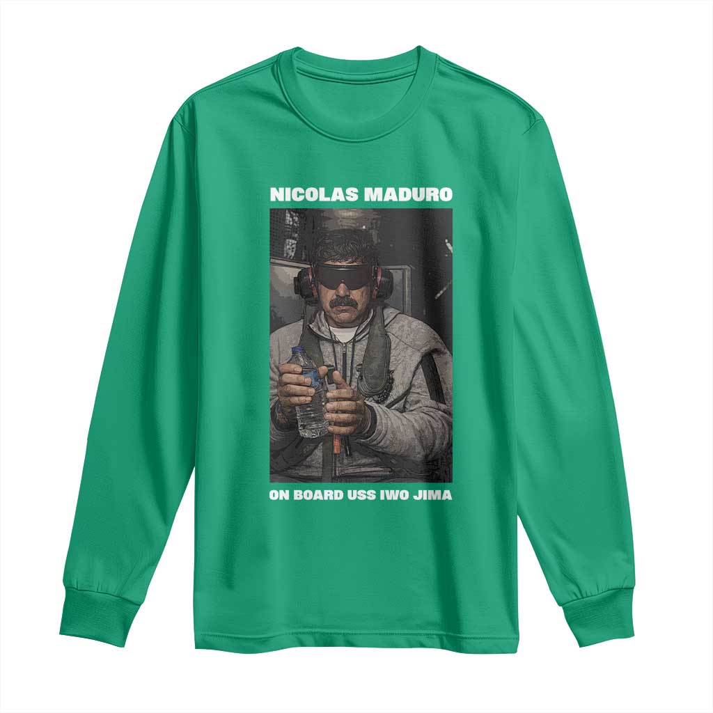 Maduro Captured Meme Long Sleeve Shirt On Board USS Iwo Jima Political Satire - Wonder Print Shop