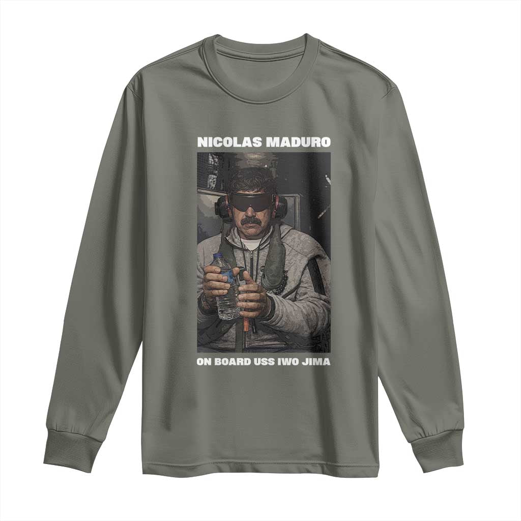 Maduro Captured Meme Long Sleeve Shirt On Board USS Iwo Jima Political Satire - Wonder Print Shop