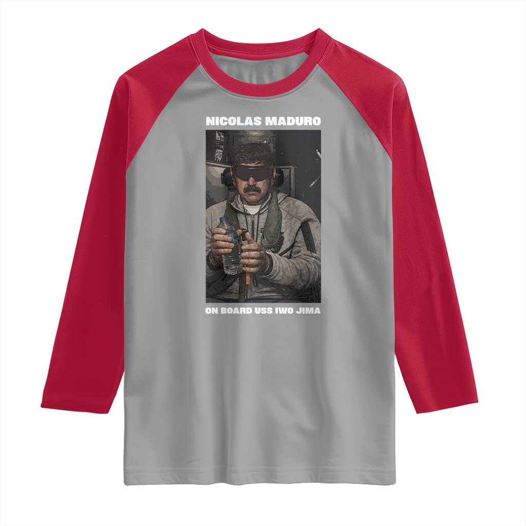 Maduro Captured Meme Raglan Shirt On Board USS Iwo Jima Political Satire - Wonder Print Shop
