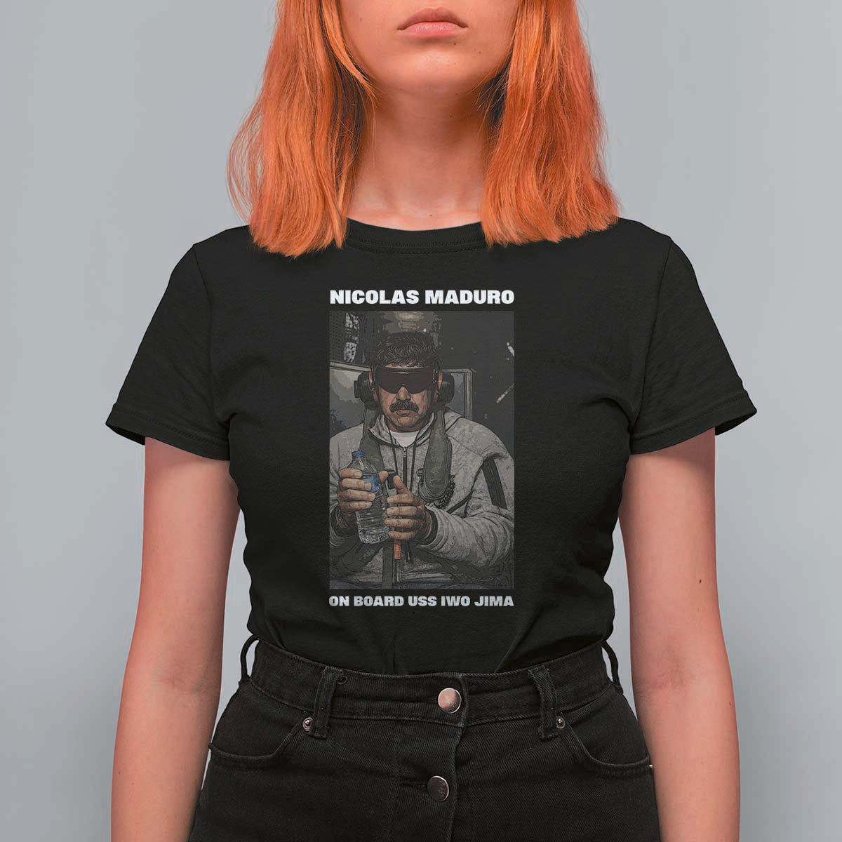 Maduro Captured Meme T Shirt For Women On Board USS Iwo Jima Political Satire - Wonder Print Shop