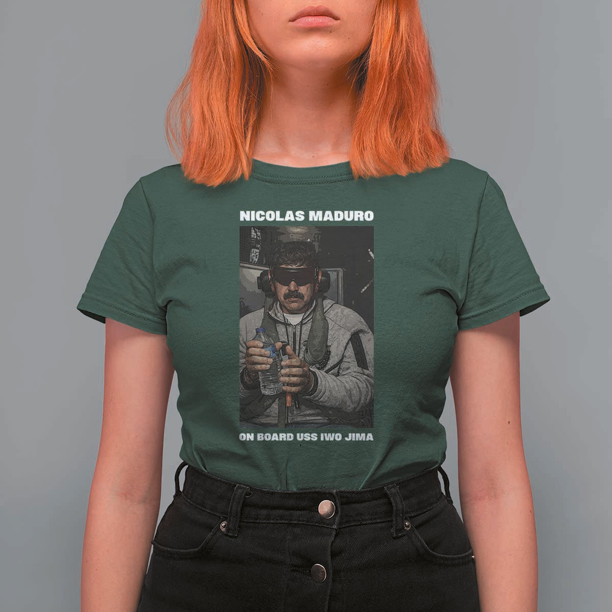 Maduro Captured Meme T Shirt For Women On Board USS Iwo Jima Political Satire - Wonder Print Shop