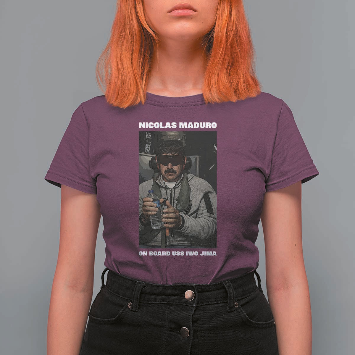 Maduro Captured Meme T Shirt For Women On Board USS Iwo Jima Political Satire - Wonder Print Shop