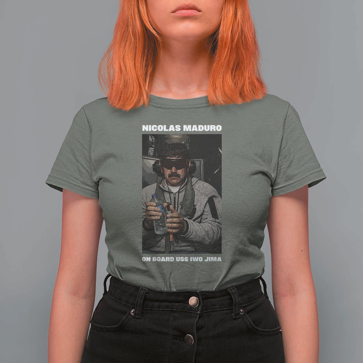 Maduro Captured Meme T Shirt For Women On Board USS Iwo Jima Political Satire - Wonder Print Shop