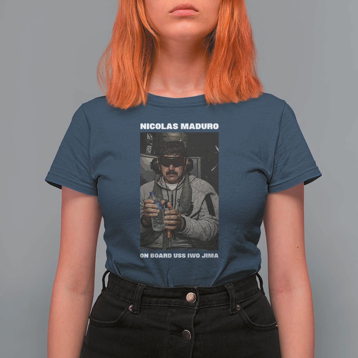 Maduro Captured Meme T Shirt For Women On Board USS Iwo Jima Political Satire - Wonder Print Shop