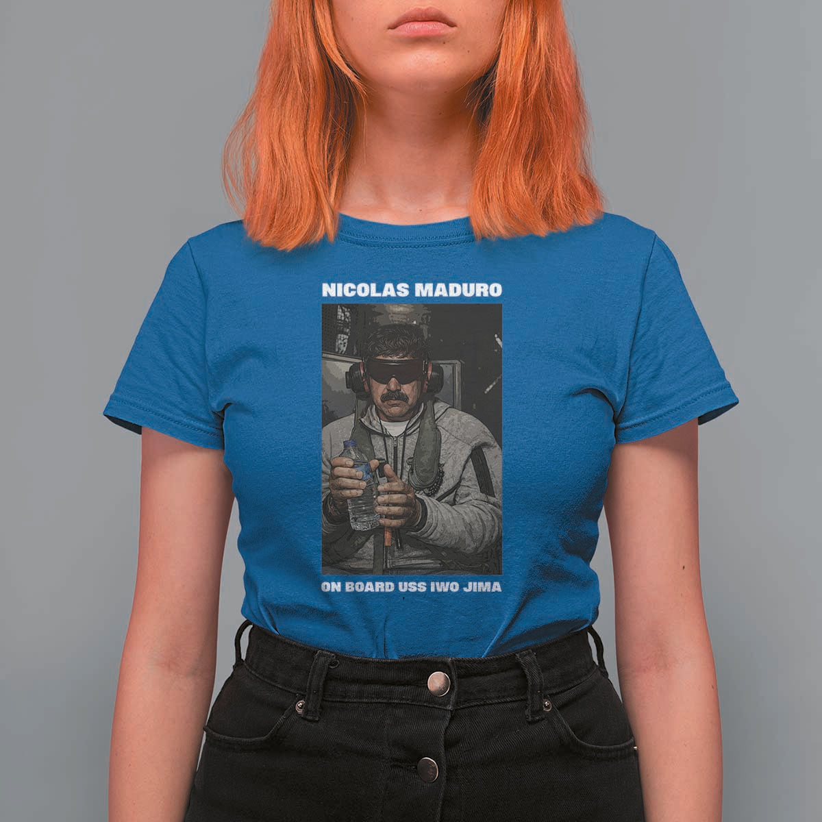 Maduro Captured Meme T Shirt For Women On Board USS Iwo Jima Political Satire - Wonder Print Shop