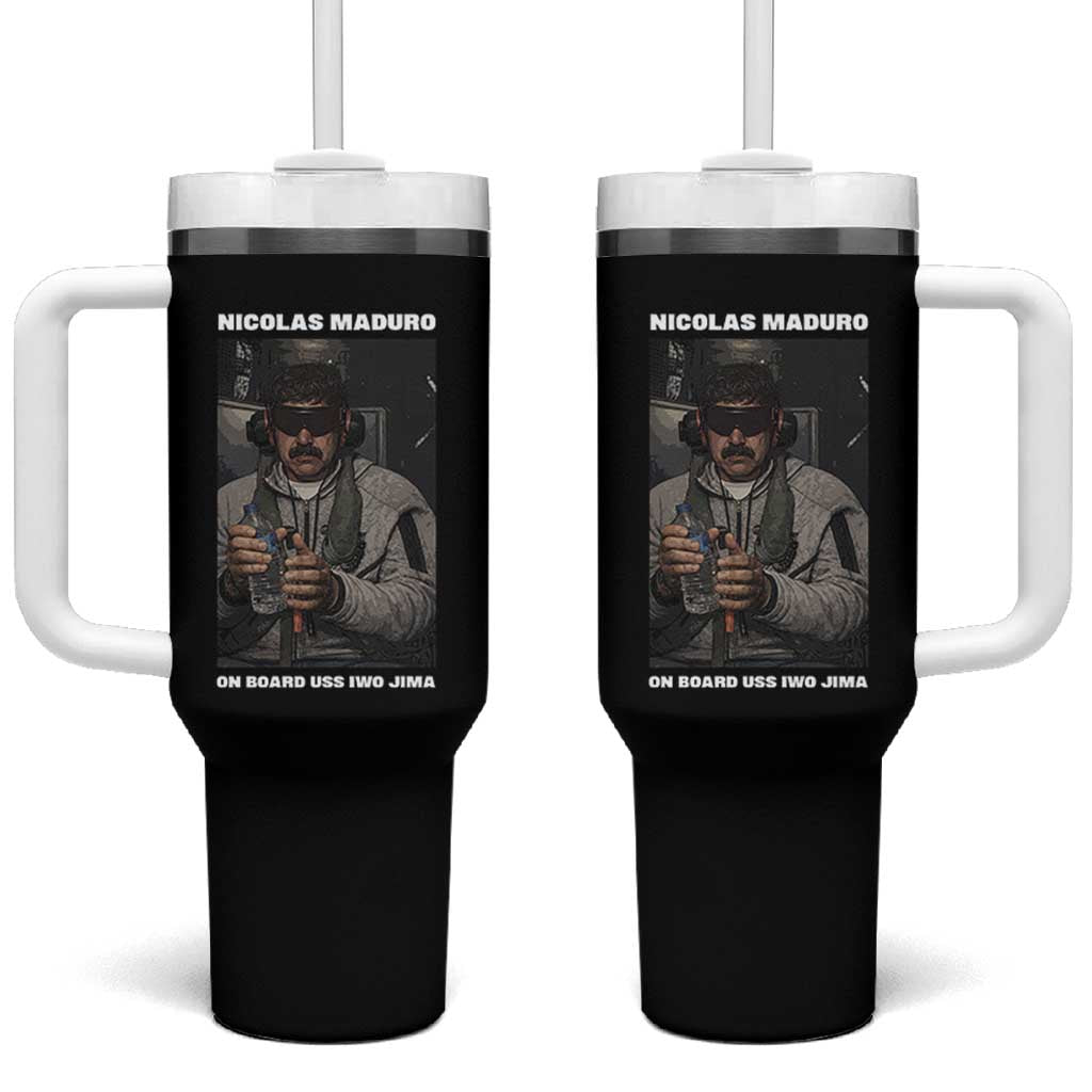 Maduro Captured Meme Tumbler With Handle On Board USS Iwo Jima Political Satire - Wonder Print Shop