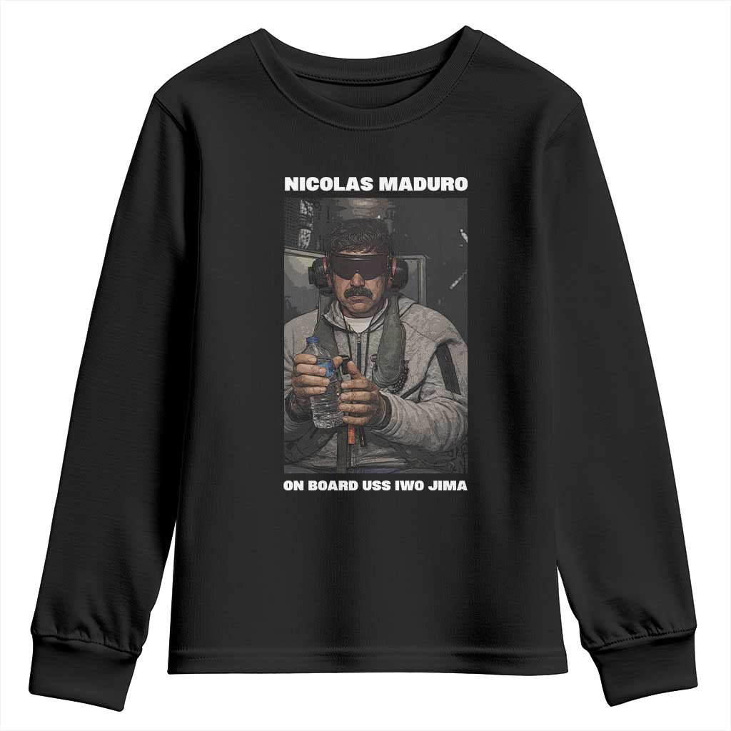 Maduro Captured Meme Youth Sweatshirt On Board USS Iwo Jima Political Satire - Wonder Print Shop