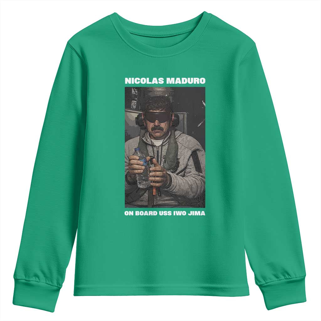 Maduro Captured Meme Youth Sweatshirt On Board USS Iwo Jima Political Satire - Wonder Print Shop