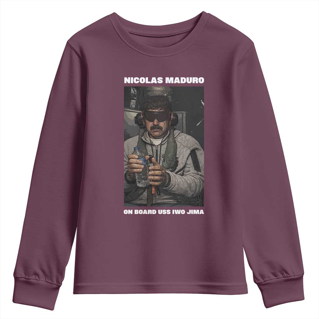 Maduro Captured Meme Youth Sweatshirt On Board USS Iwo Jima Political Satire - Wonder Print Shop