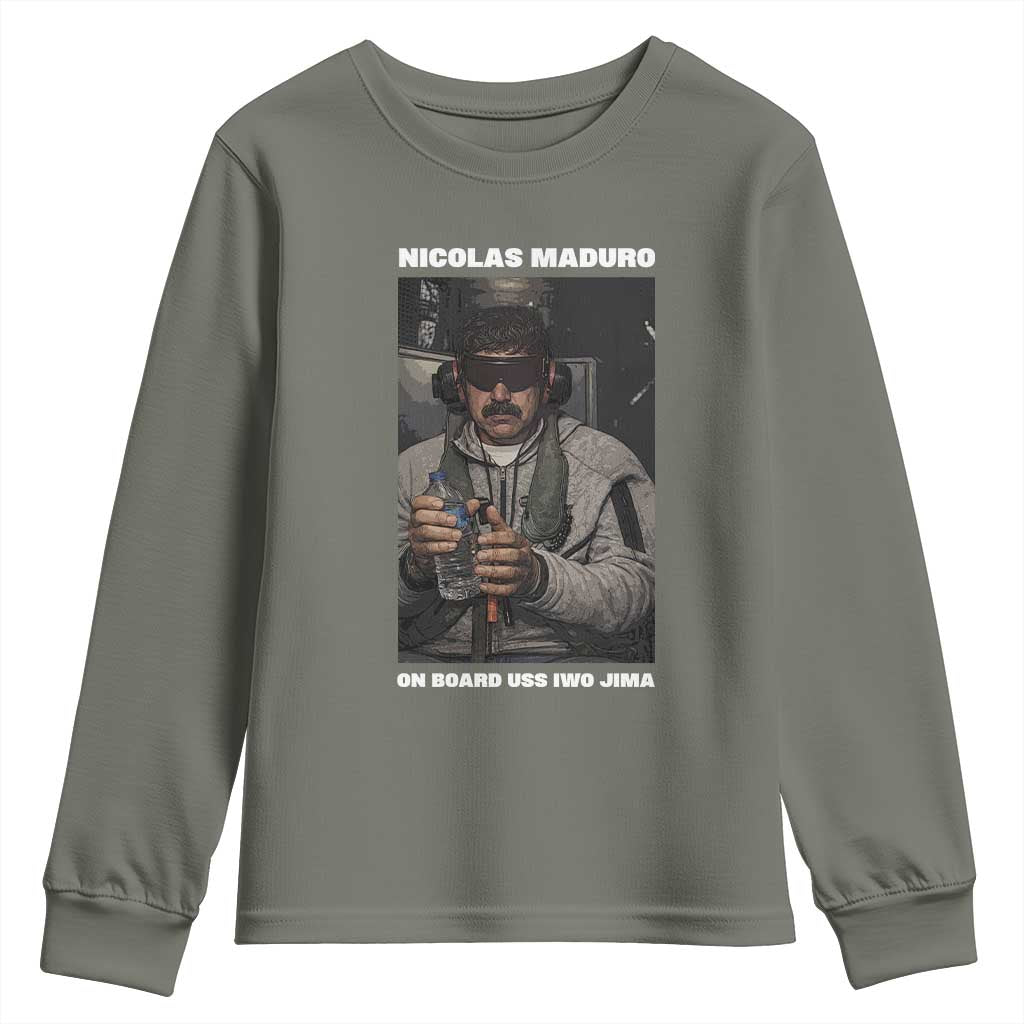 Maduro Captured Meme Youth Sweatshirt On Board USS Iwo Jima Political Satire - Wonder Print Shop