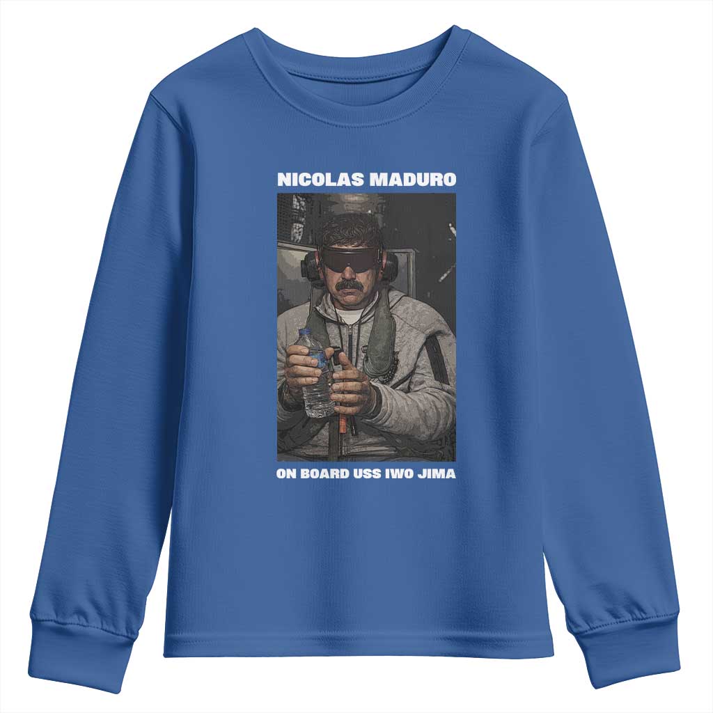 Maduro Captured Meme Youth Sweatshirt On Board USS Iwo Jima Political Satire - Wonder Print Shop