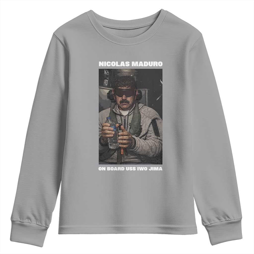 Maduro Captured Meme Youth Sweatshirt On Board USS Iwo Jima Political Satire - Wonder Print Shop