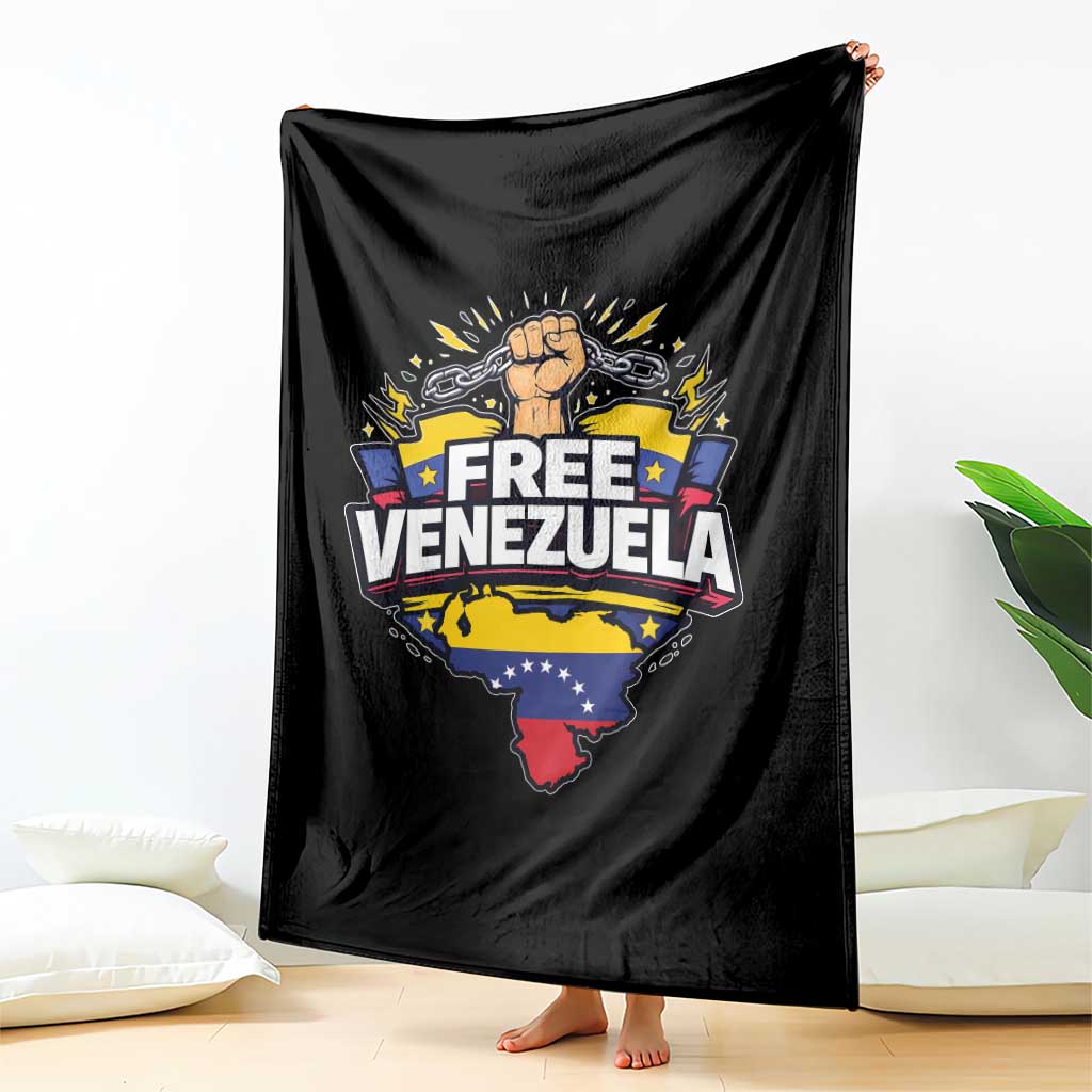 Free Venezuela Raised Fist Throw Blanket Libre Venezuelan Flag Map Liberation - Wonder Print Shop