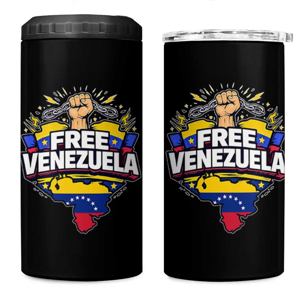 Free Venezuela Raised Fist 4 in 1 Can Cooler Tumbler Libre Venezuelan Flag Map Liberation - Wonder Print Shop