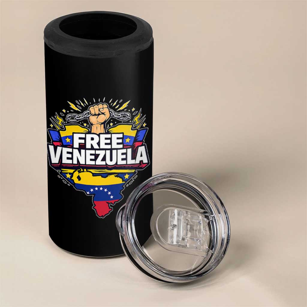 Free Venezuela Raised Fist 4 in 1 Can Cooler Tumbler Libre Venezuelan Flag Map Liberation - Wonder Print Shop